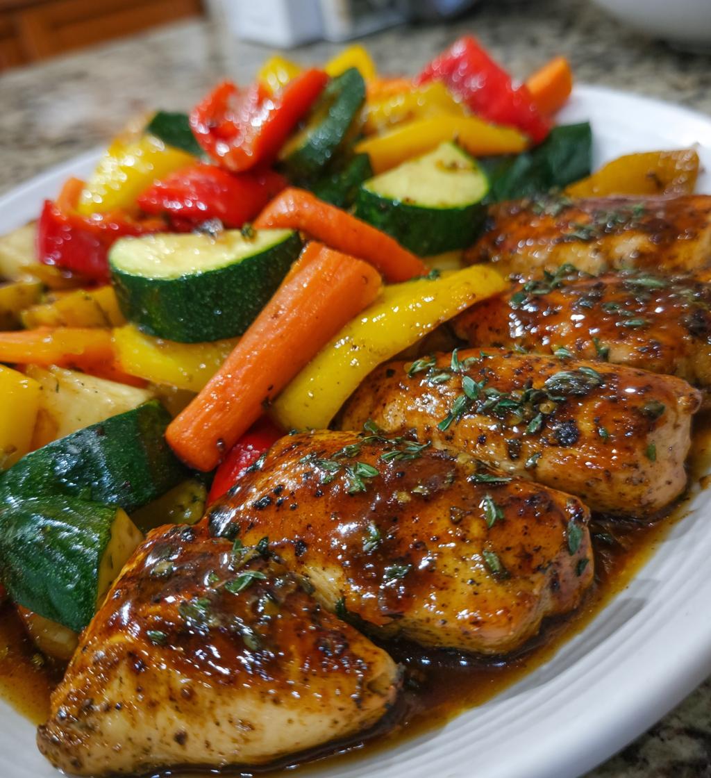balsamic glazed chicken and veggies - detail 1