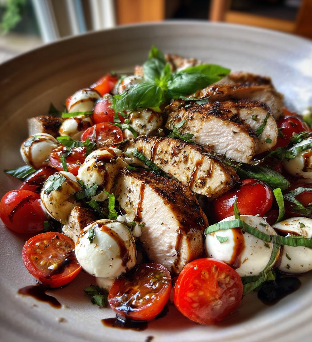 balsamic grilled chicken caprese salad - detail 1