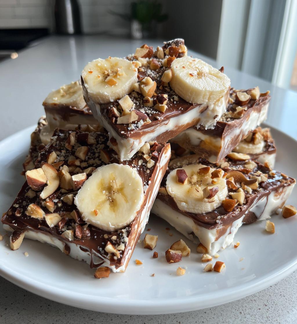 banana nutella frozen yogurt bark - detail 1