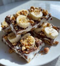 banana nutella frozen yogurt bark