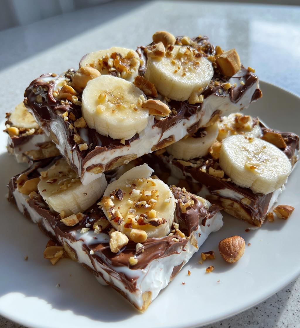 banana nutella frozen yogurt bark