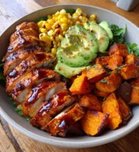 bbq chicken sweet potato bowl