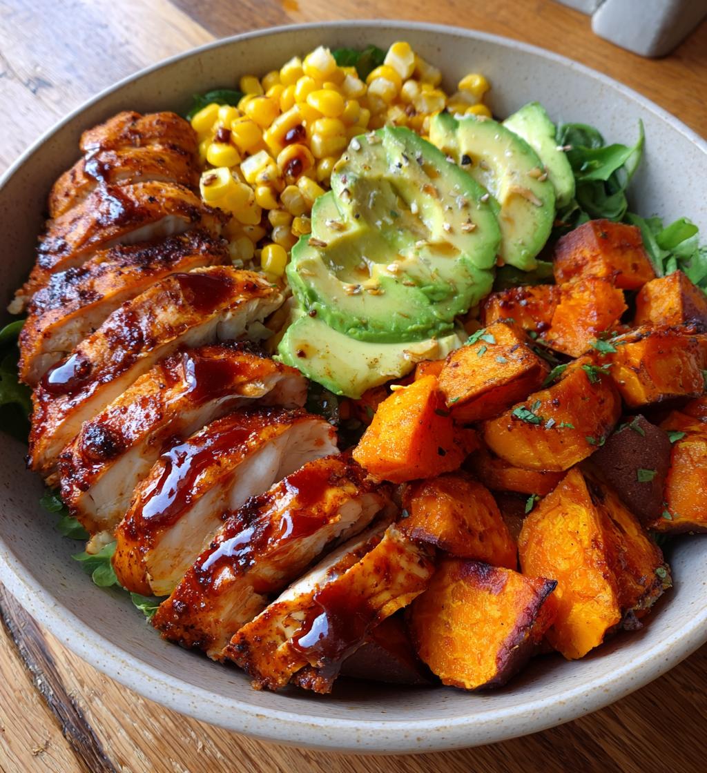 bbq chicken sweet potato bowl