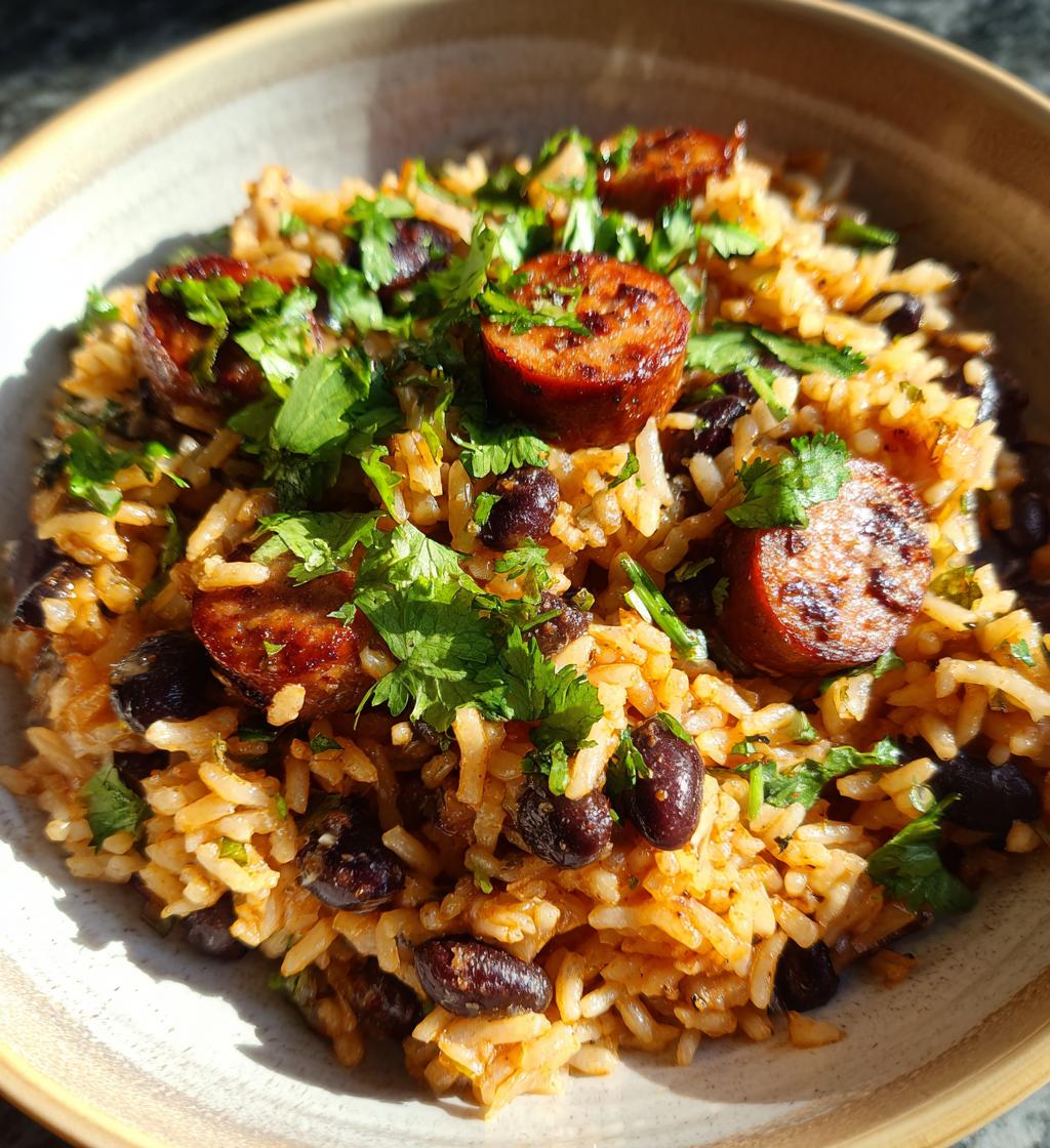 black beans and rice with sausage - detail 1