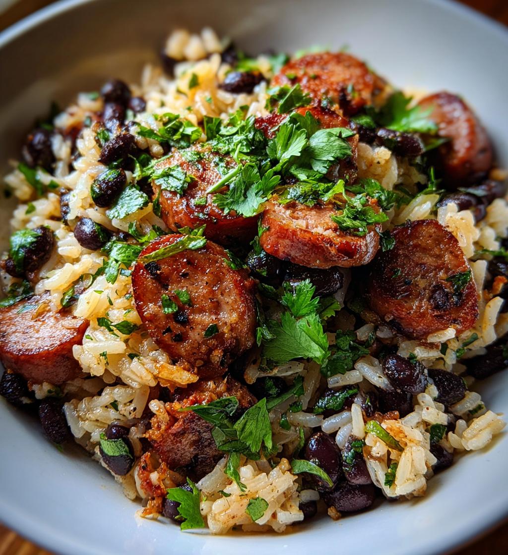 black beans and rice with sausage
