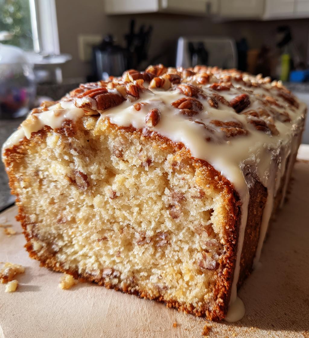 butter pecan cake loaf cream cheese icing