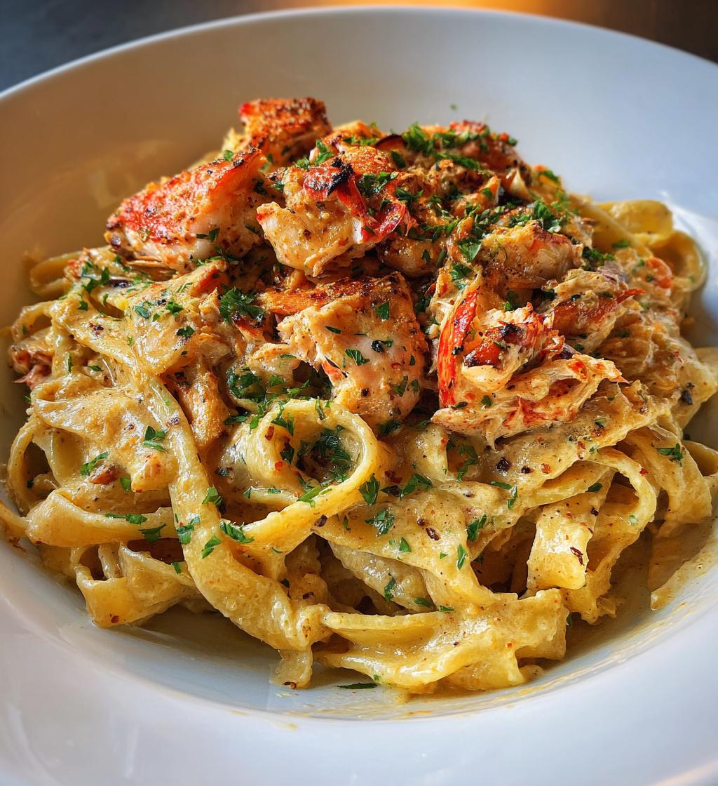 cajun lobster crab salmon alfredo