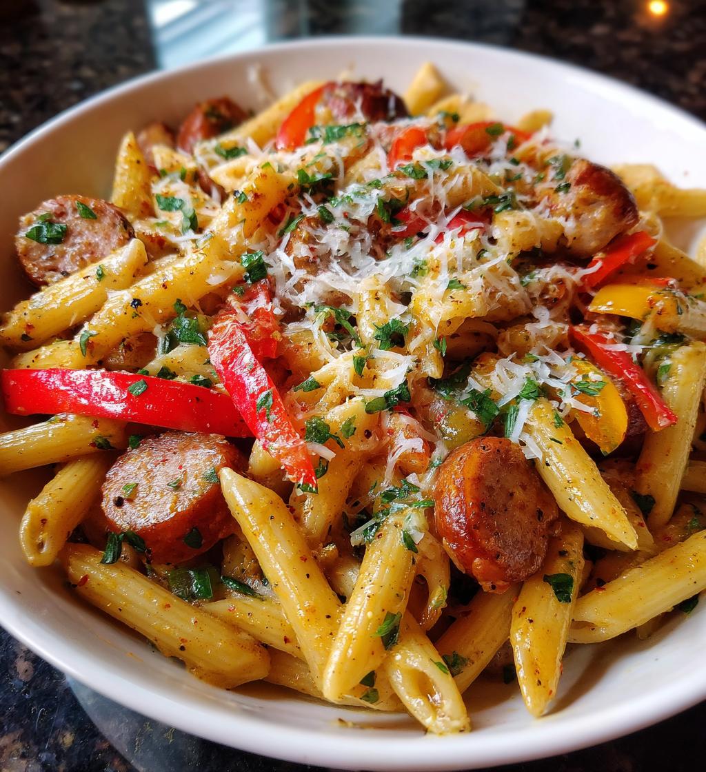 cajun sausage pasta - detail 1