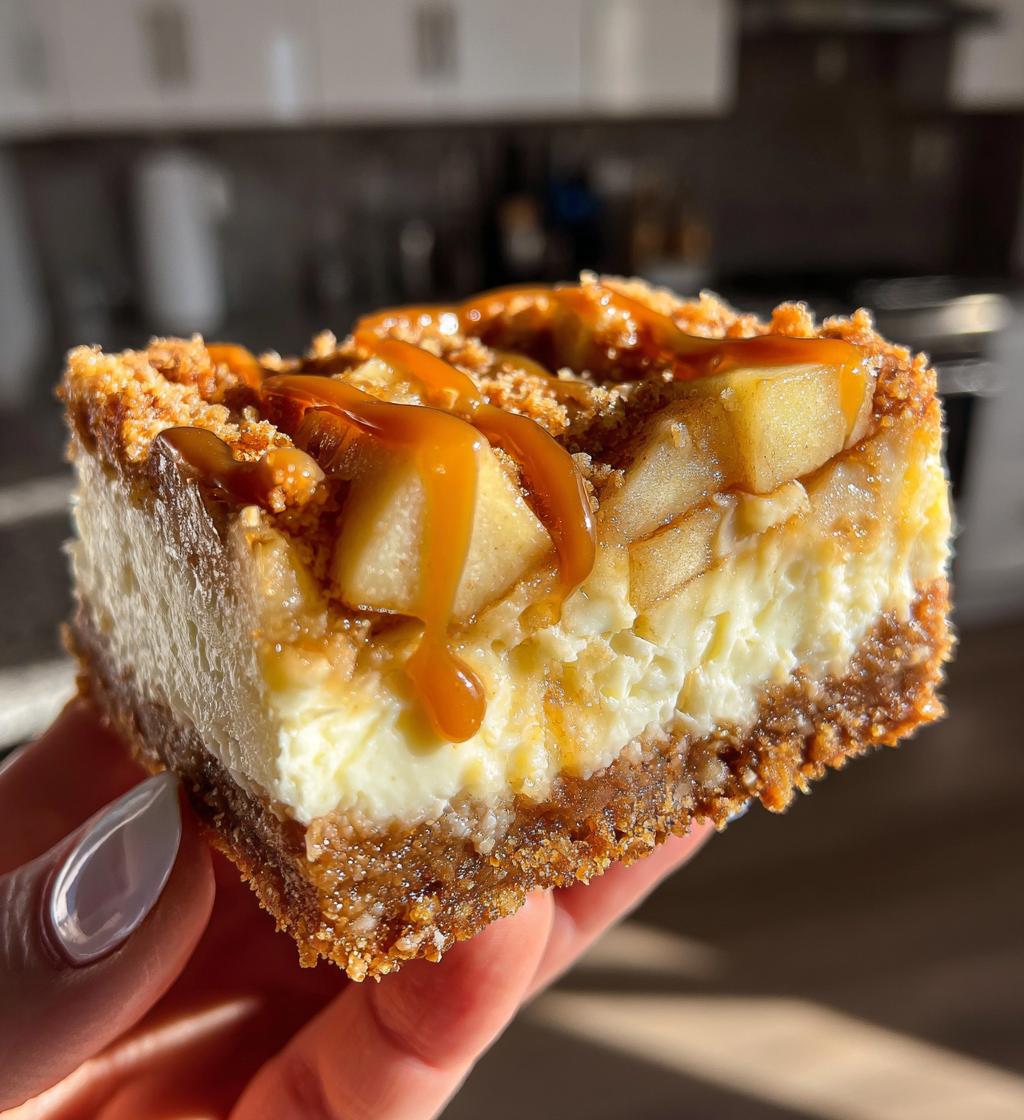 caramel apple cheesecake bars - detail 1