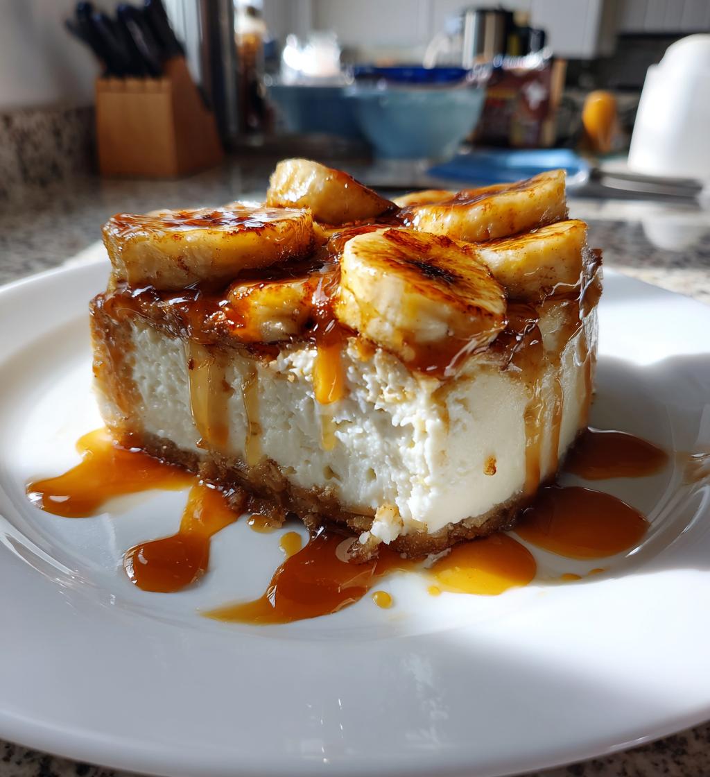 caramelized banana cheesecake rum glaze - detail 1