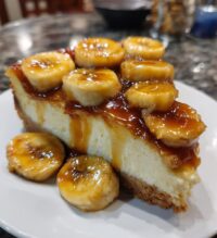 caramelized banana cheesecake rum glaze