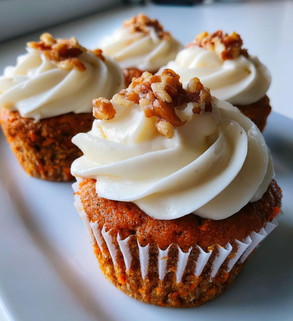 carrot cake cupcakes with cream cheese frosting - detail 1