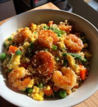 cauliflower fried rice with shrimp