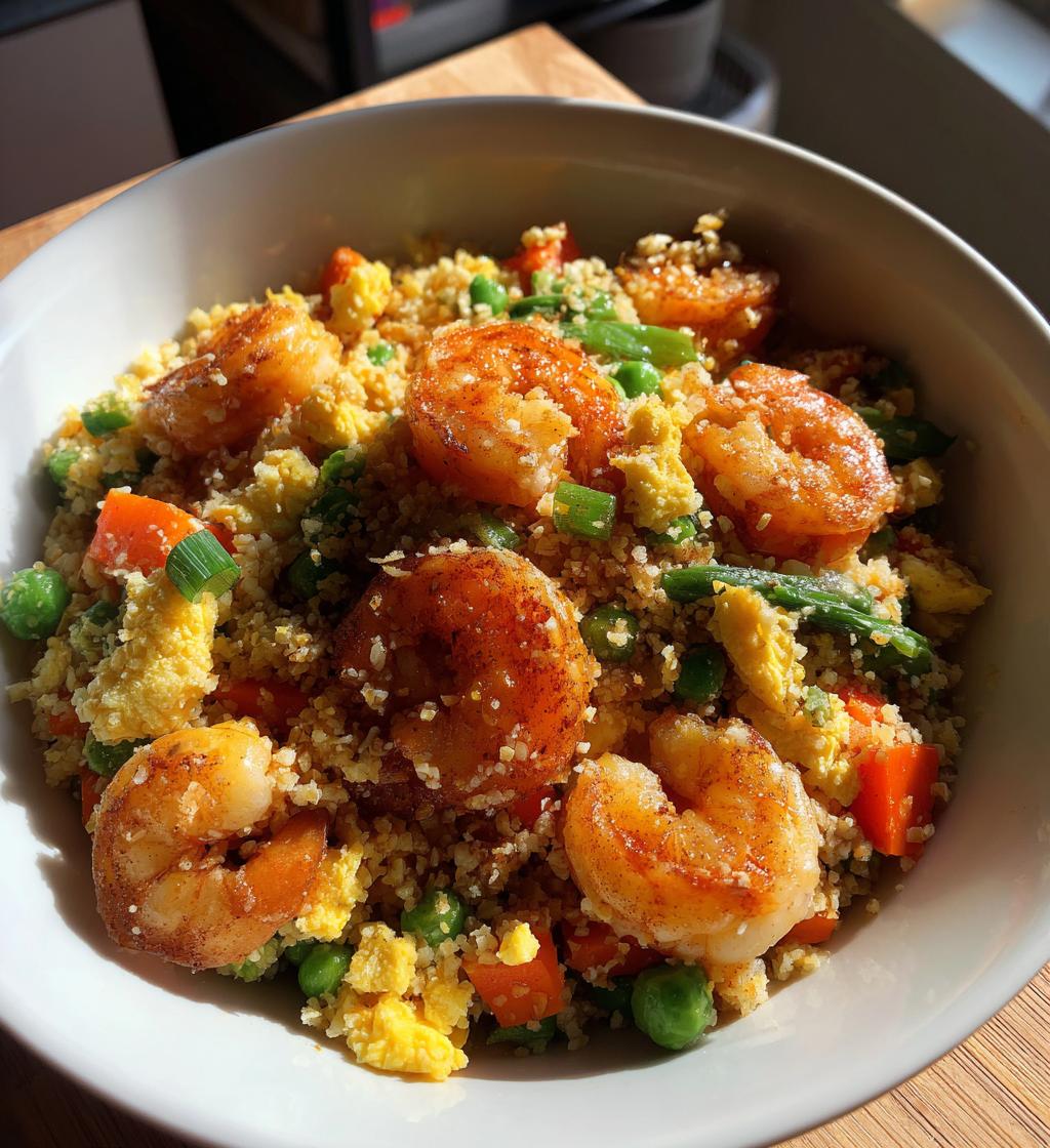 cauliflower fried rice with shrimp