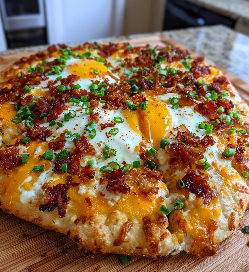 cheddar bacon sunrise pizza - detail 1