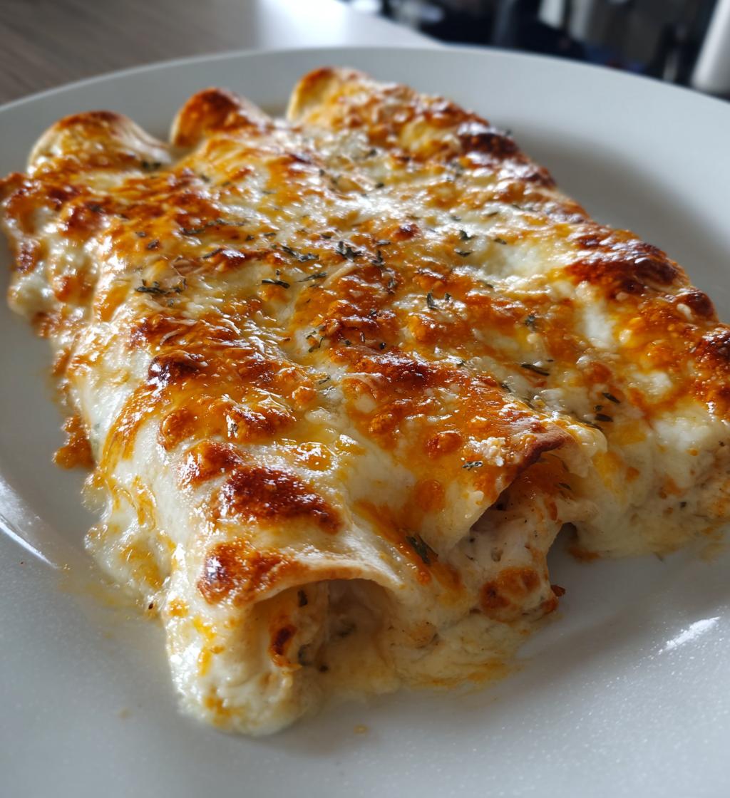 cheesy chicken enchiladas creamy sauce - detail 1