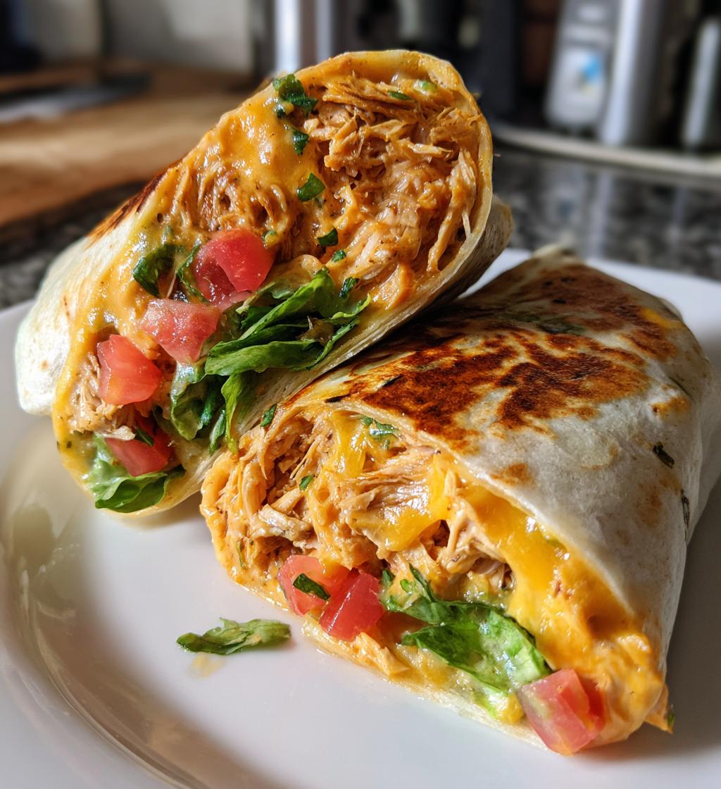 cheesy garlic chicken wraps