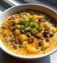 cheesy hamburger potato soup