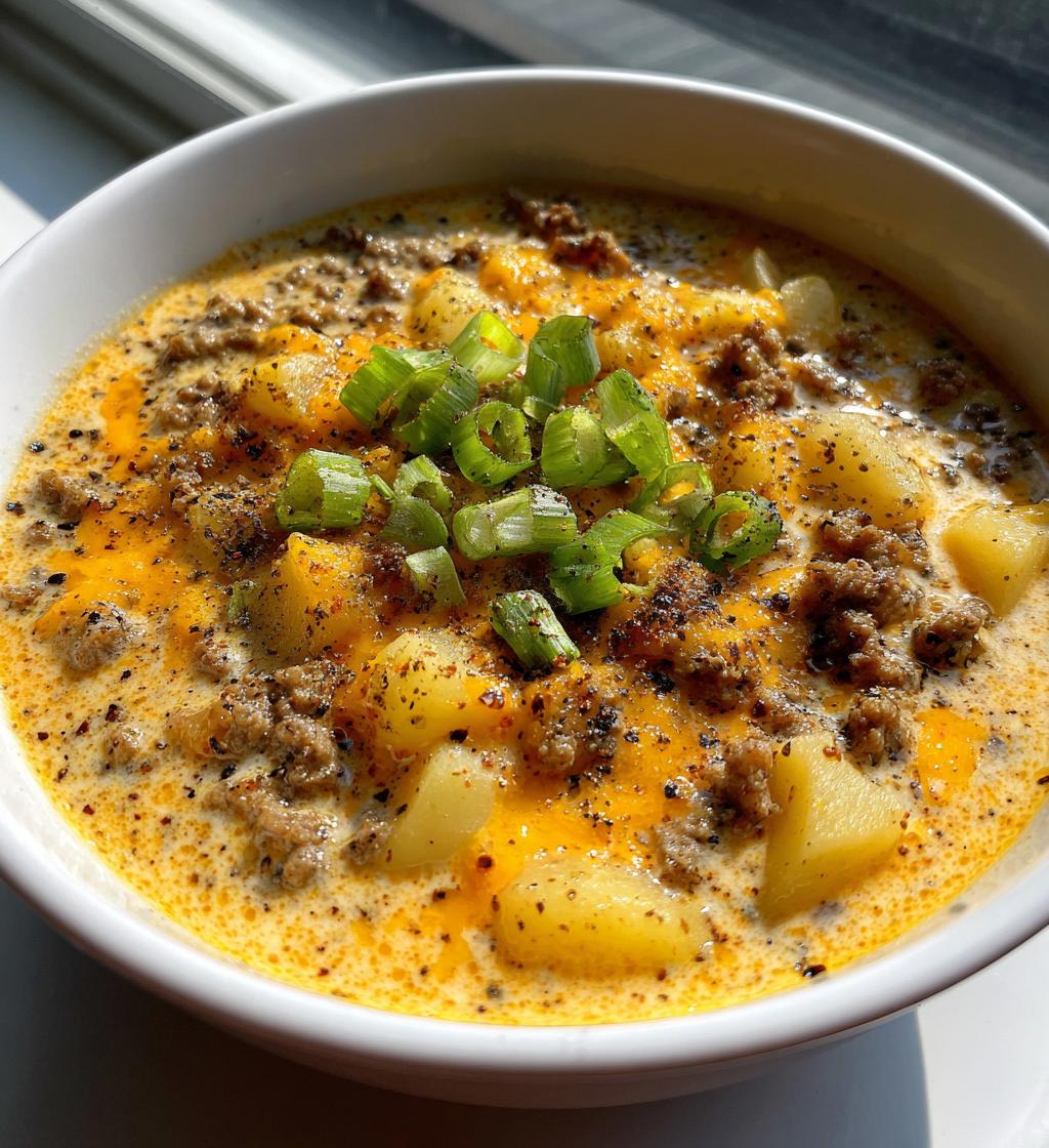 cheesy hamburger potato soup