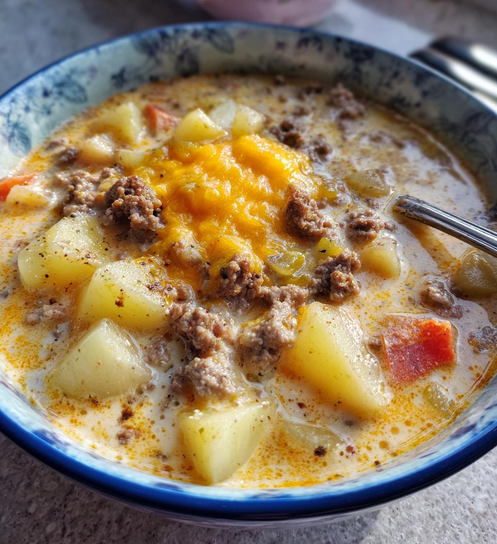 cheesy hamburger potato soup