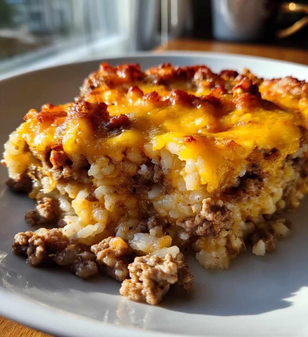 cheesy hamburger rice casserole - detail 1