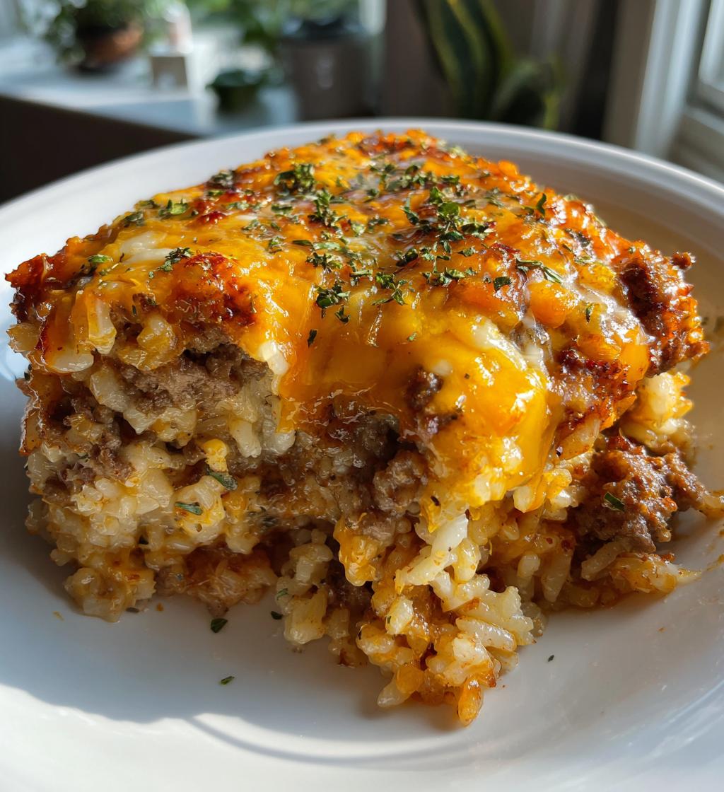 cheesy hamburger rice casserole