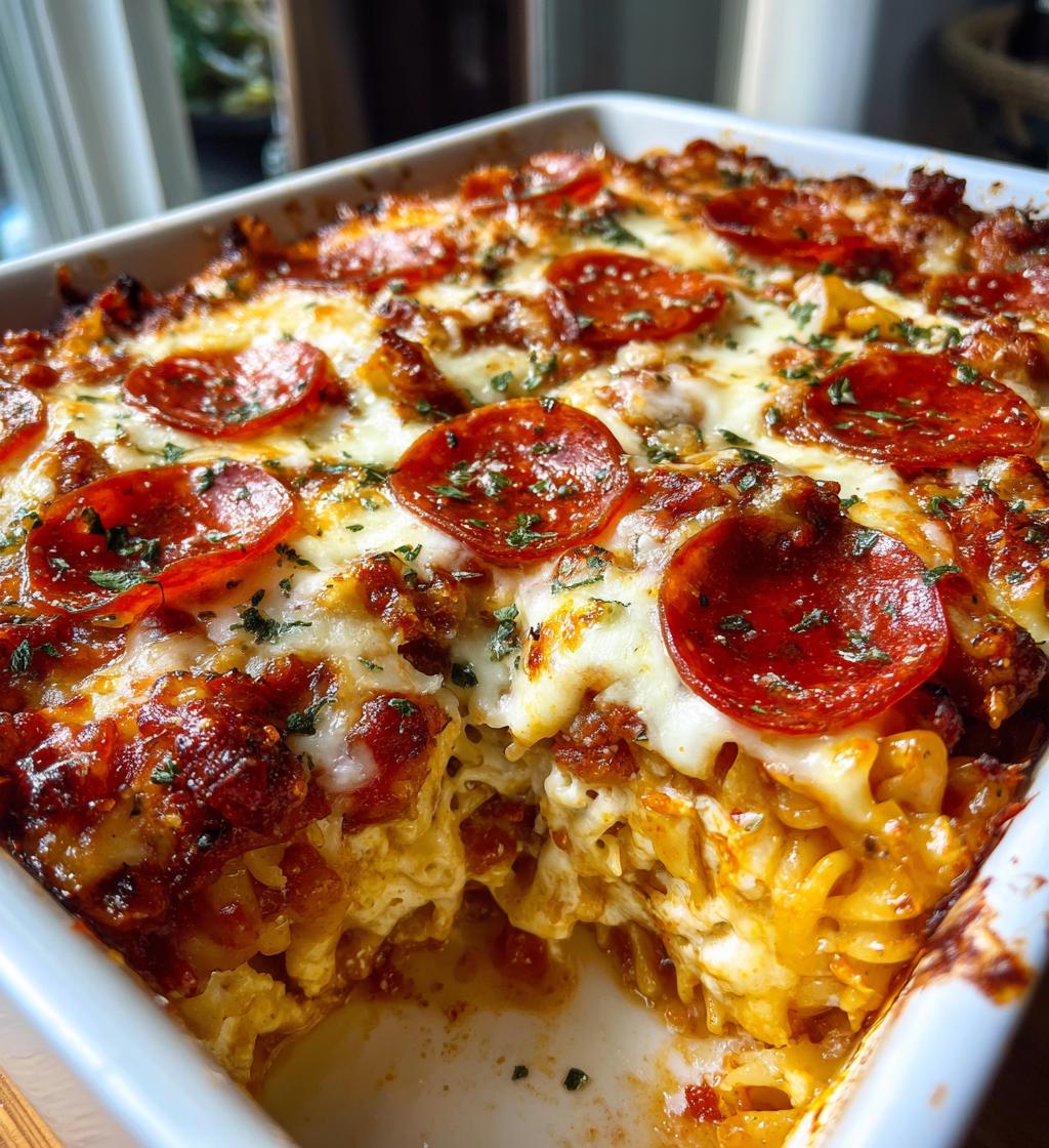 cheesy meat lovers pizza casserole