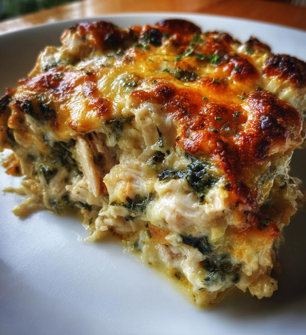 chicken and spinach casserole with cream cheese - detail 1