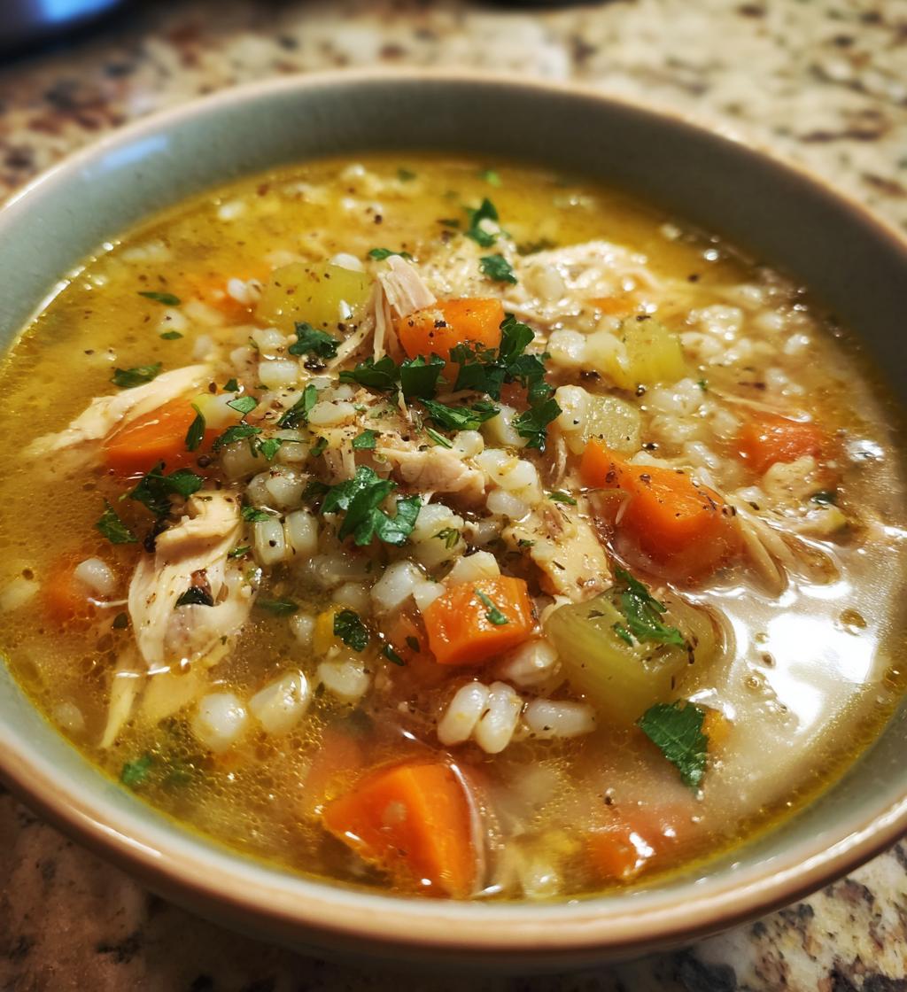 chicken barley soup - detail 1