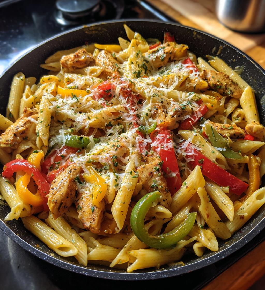 chicken fajita pasta - detail 1