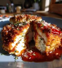 chicken parmesan stuffed with cream cheese