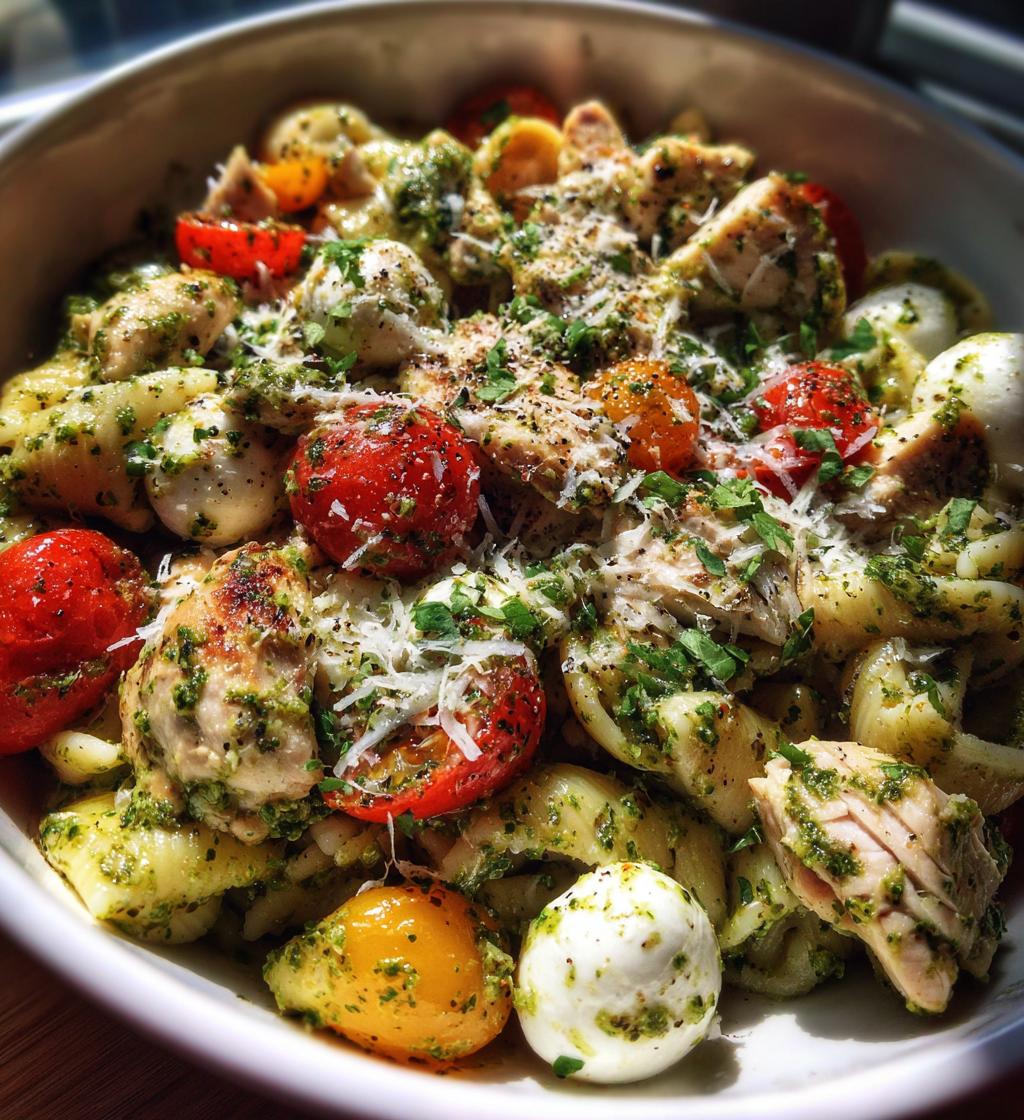 chicken pesto pasta salad - detail 1