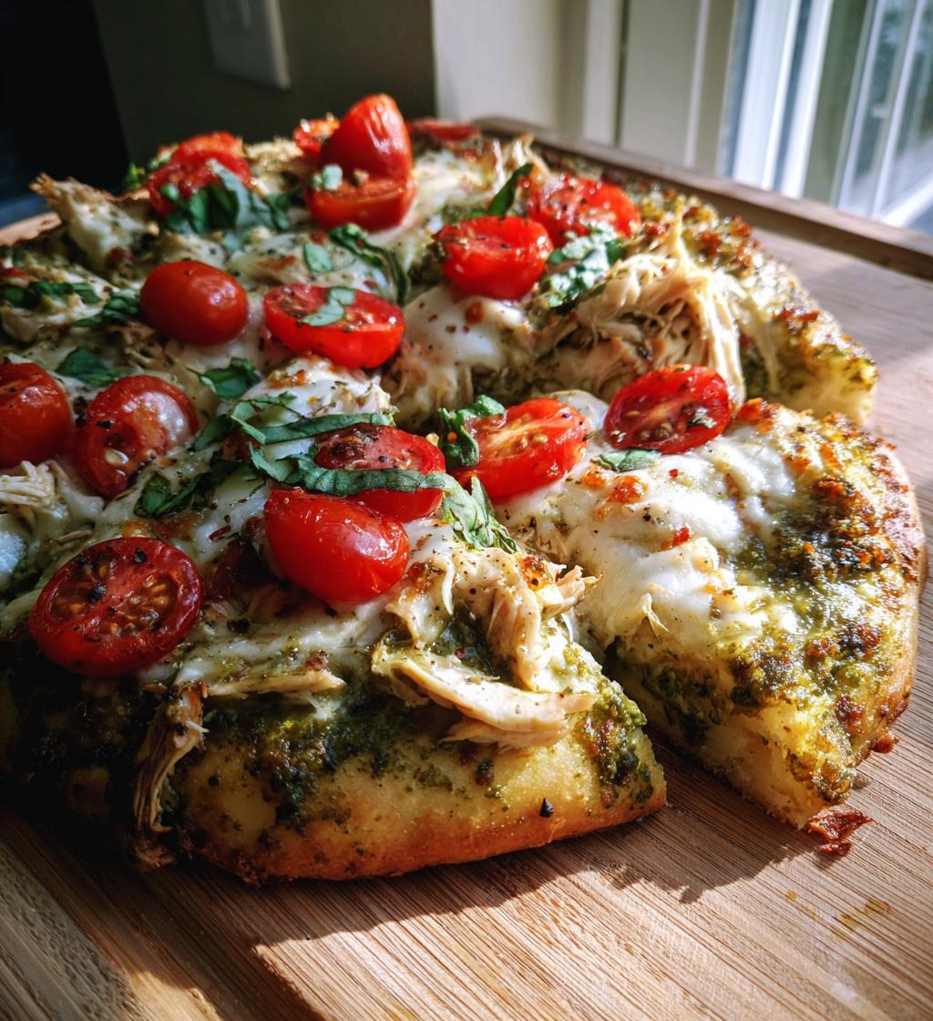 chicken pesto pizza - detail 1