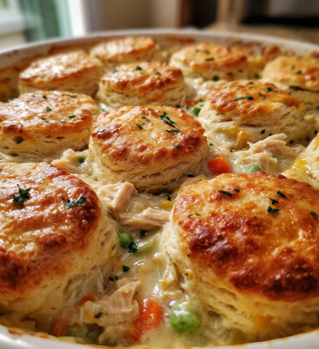 chicken pot pie with biscuits - detail 1