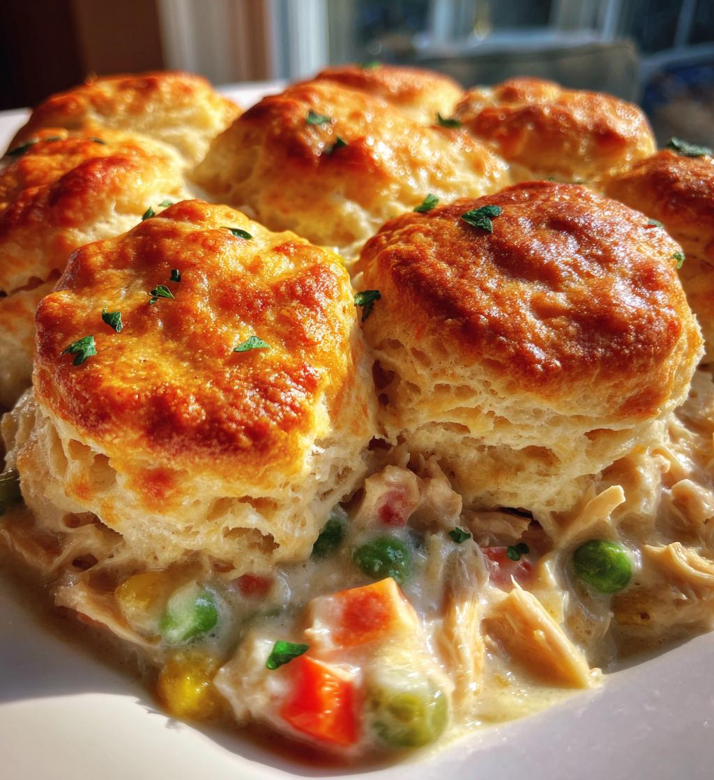 chicken pot pie with biscuits