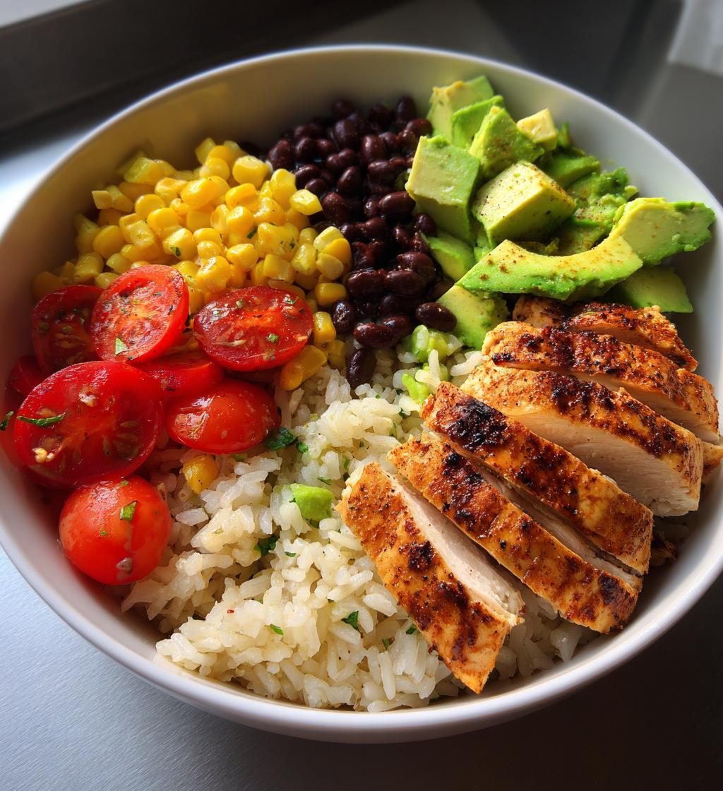 chicken rice avocado bowl - detail 1