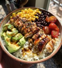 chicken rice avocado bowl