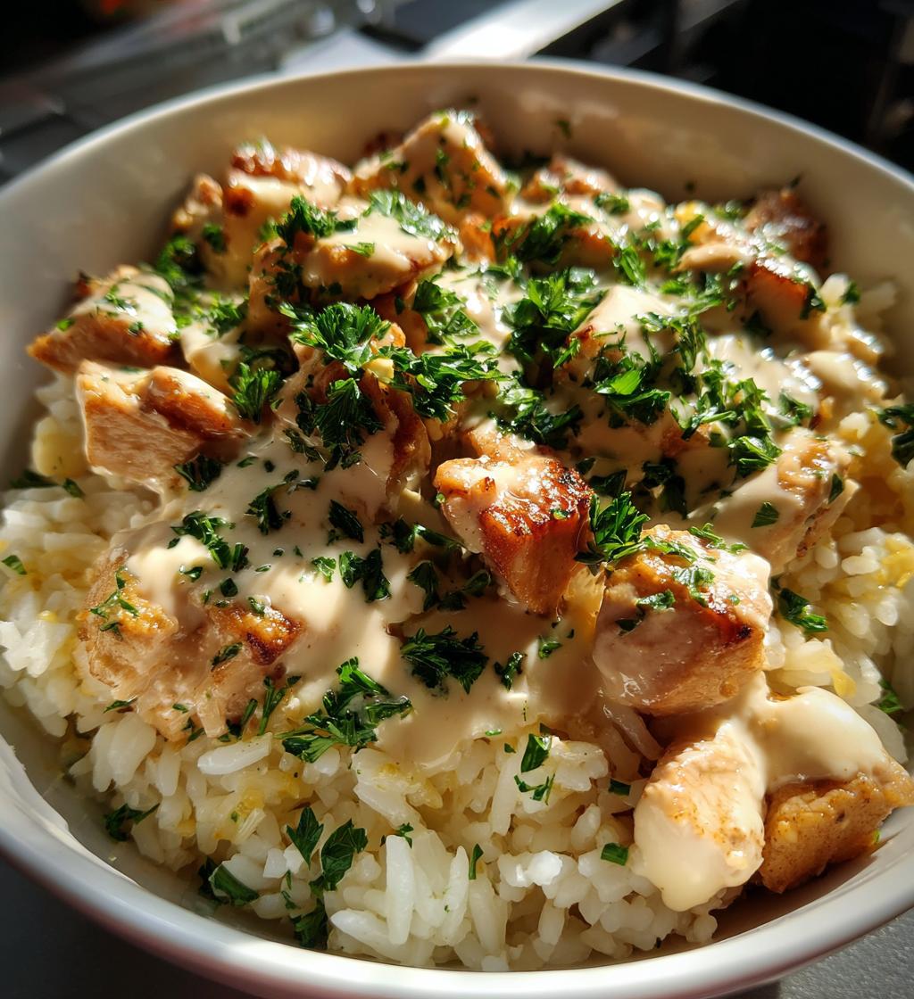 chicken rice bowls creamy garlic sauce - detail 1