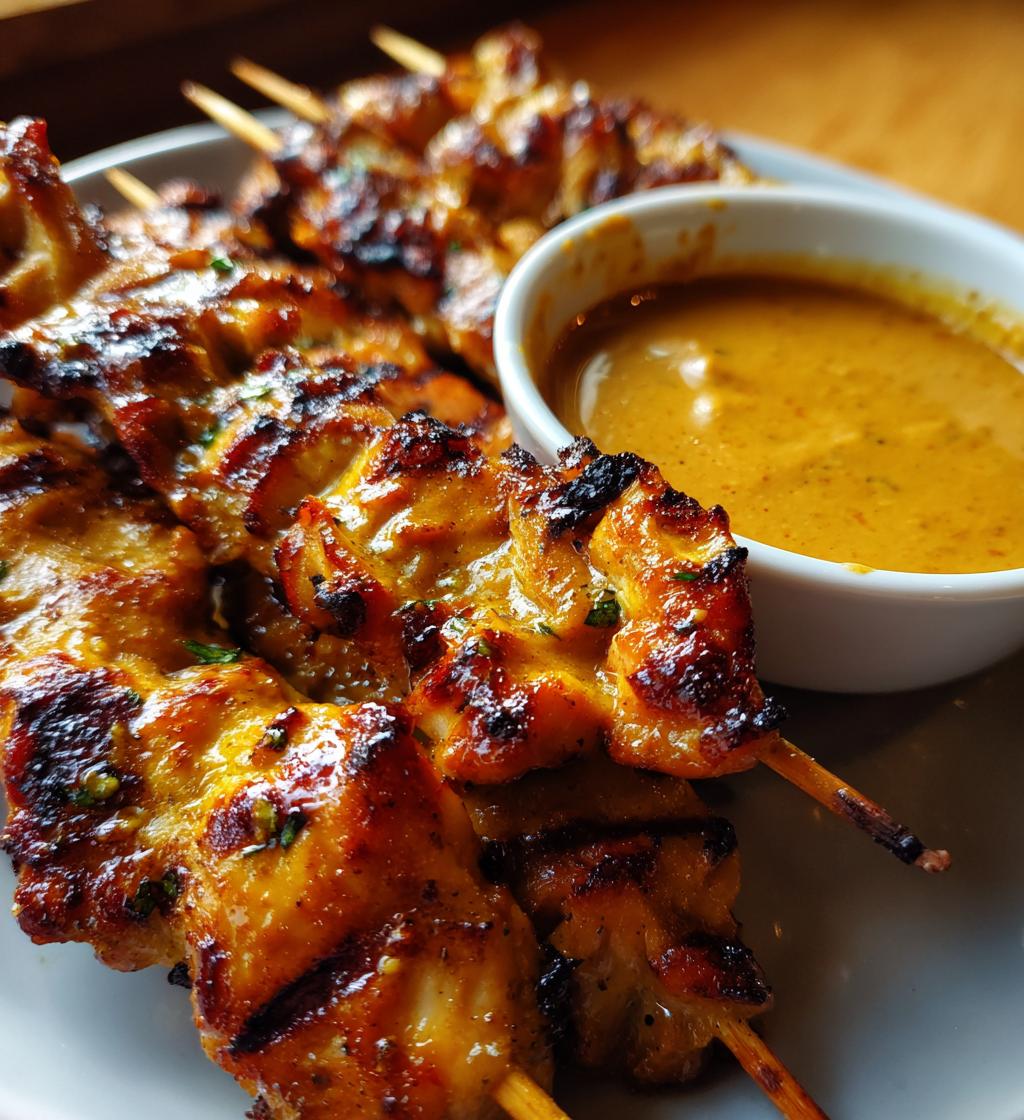 chicken satay with easy thai peanut sauce