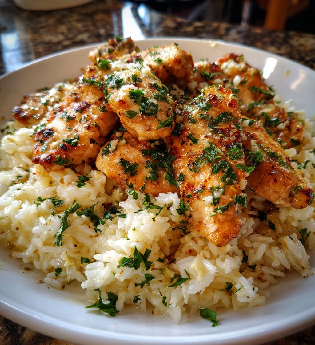 chicken scampi with garlic parmesan rice - detail 1