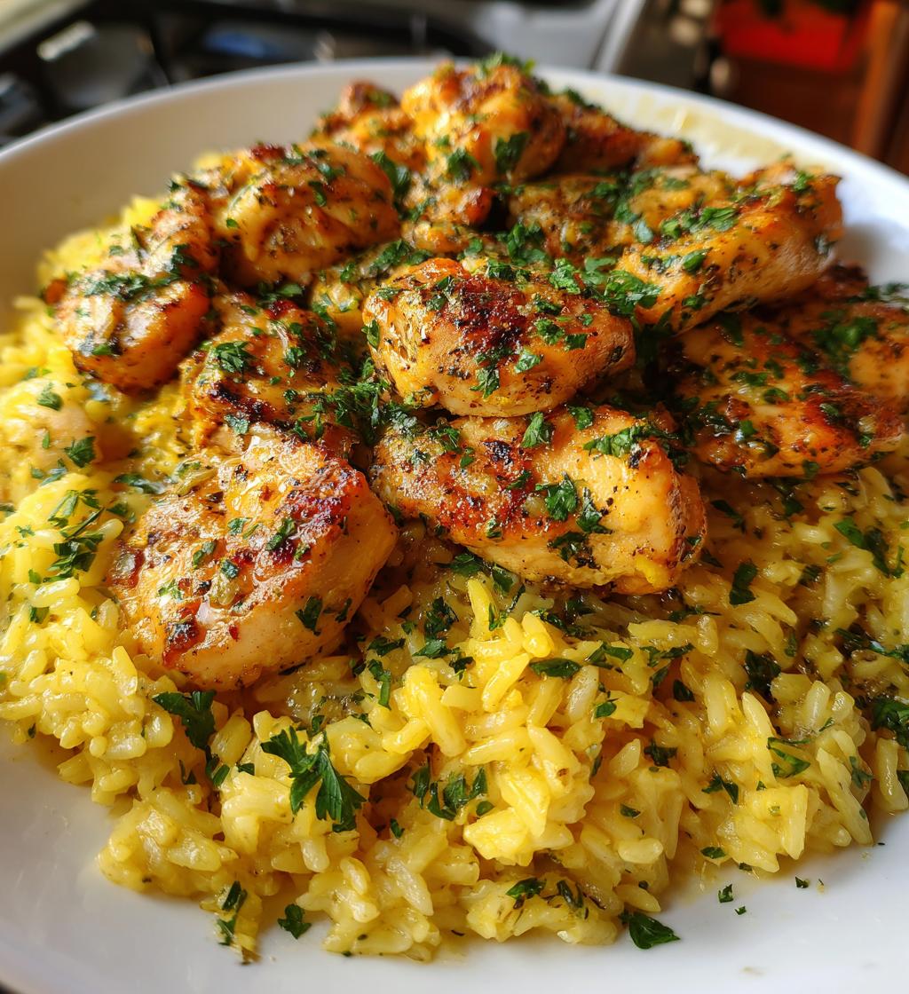 chicken scampi with garlic parmesan rice