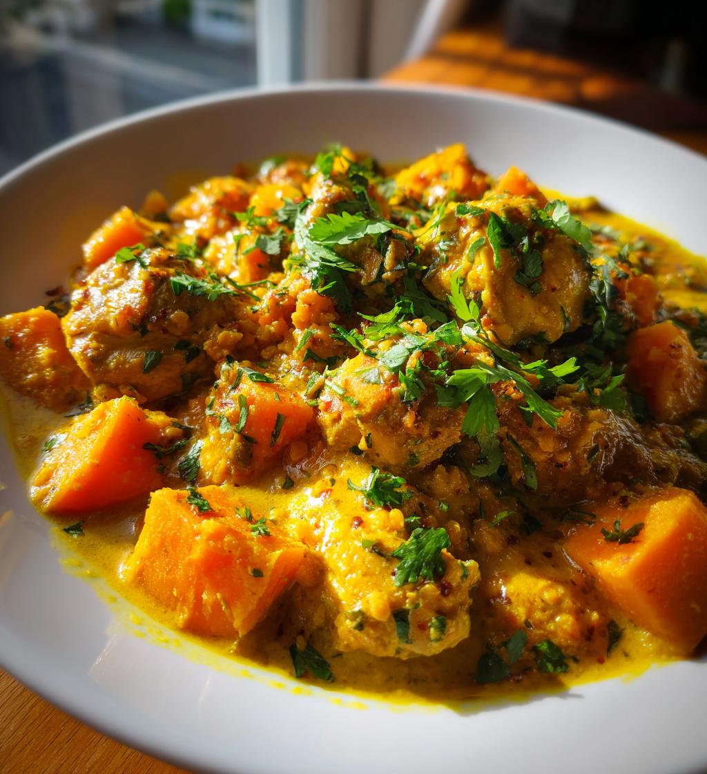 chicken sweet potato and lentil curry - detail 1