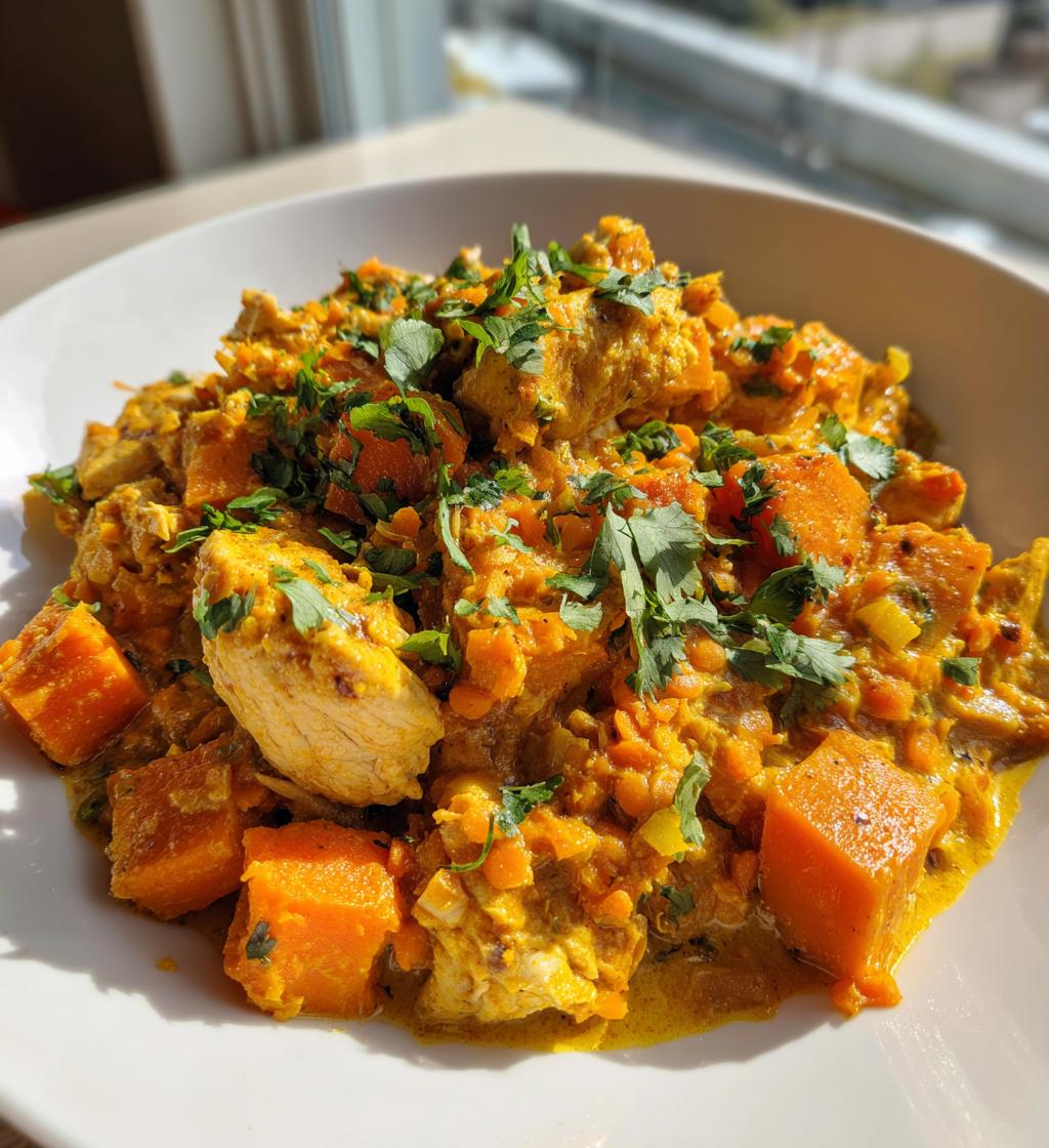 chicken sweet potato and lentil curry