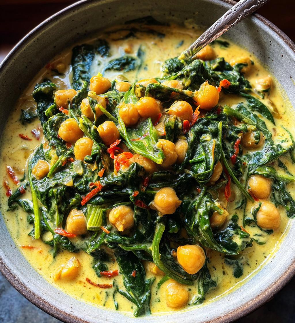 chickpea spinach coconut curry - detail 1