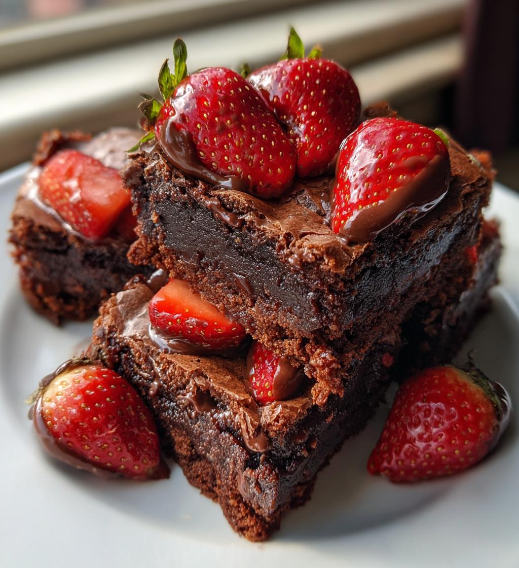 chocolate covered strawberry brownies - detail 1