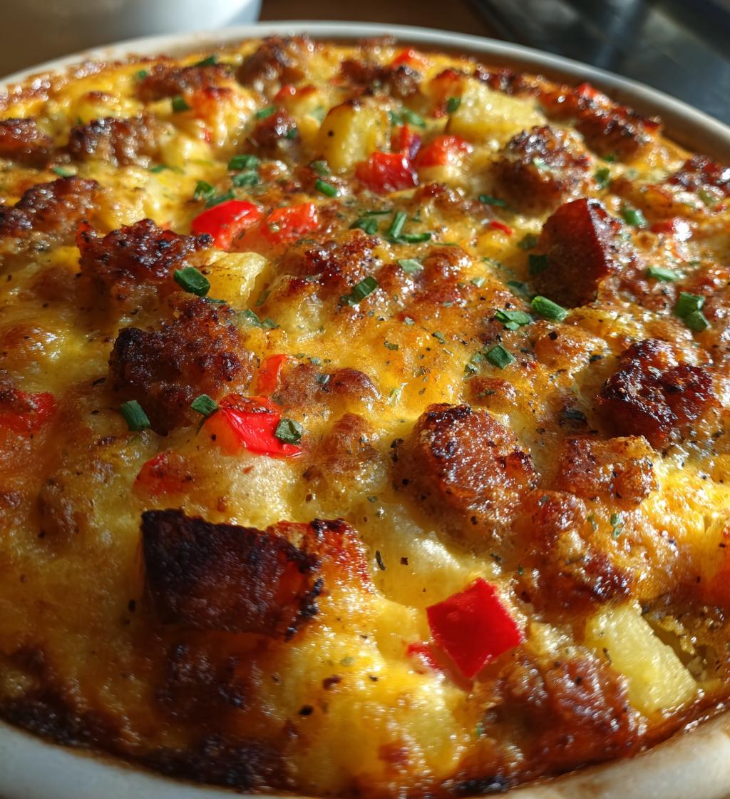 chorizo potato egg casserole - detail 1