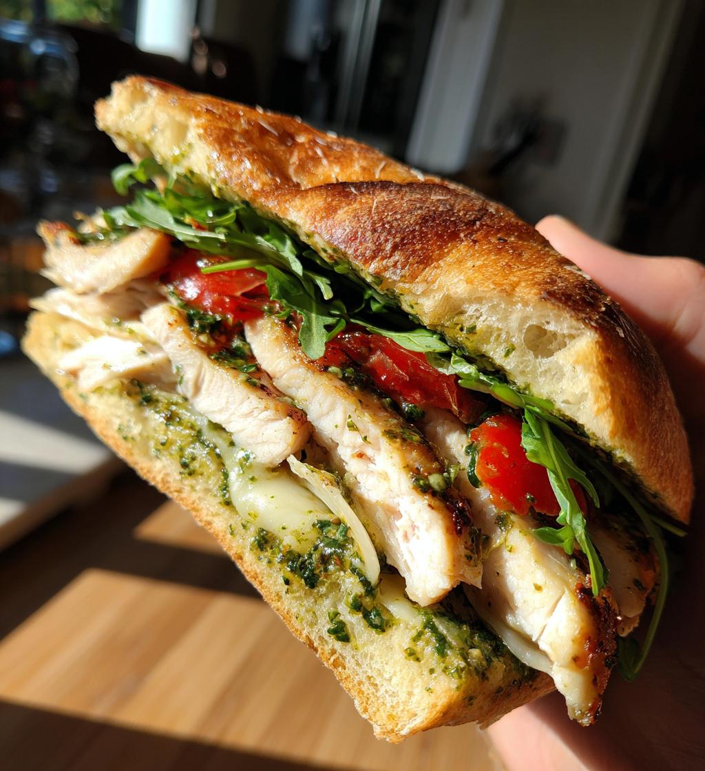 ciabatta chicken pesto sandwich - detail 1