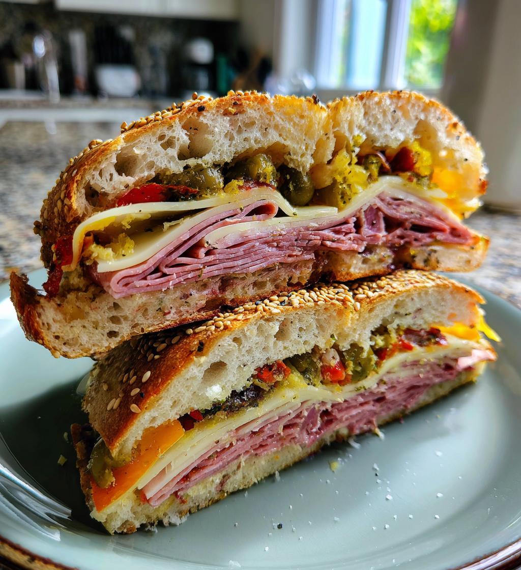 classic italian muffuletta sandwich - detail 1