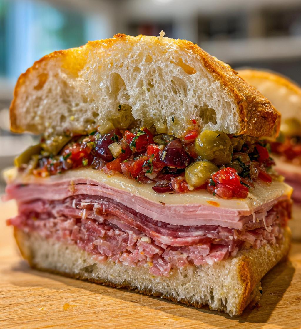 classic italian muffuletta sandwich - detail 1