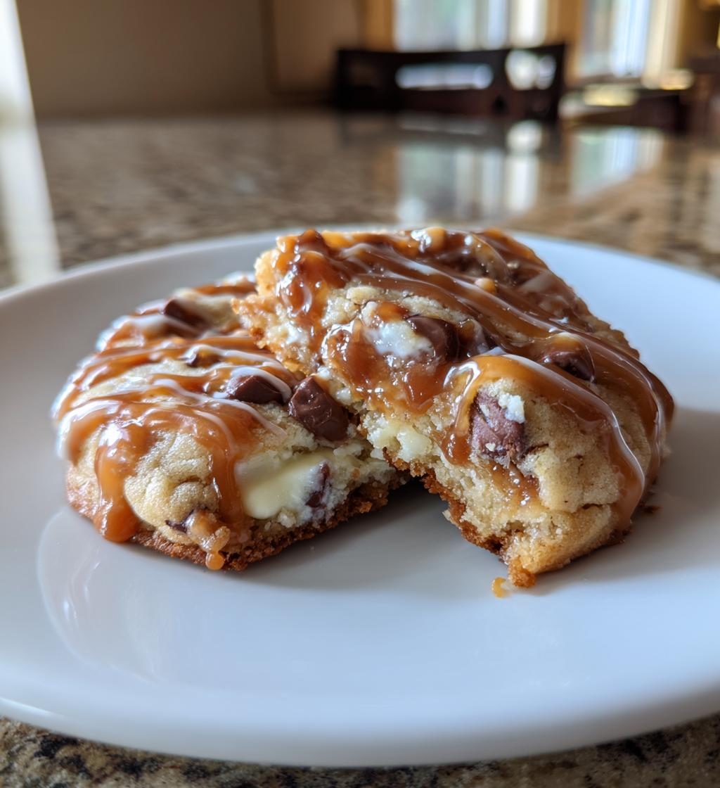 copycat crumbl salted caramel cheesecake cookies - detail 1